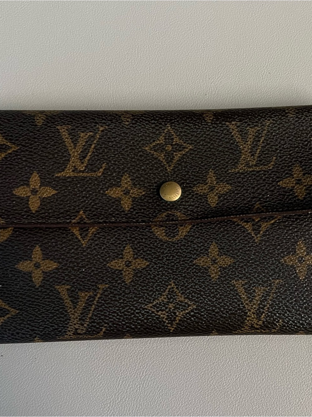 Louis Vuitton Brown Monogram Canvas Wallet with Gold Snap